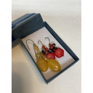 NWT Pannee Lot Set Of 2 Pierced Dangle Drop Bead /Beaded Earrings Women Red Yell